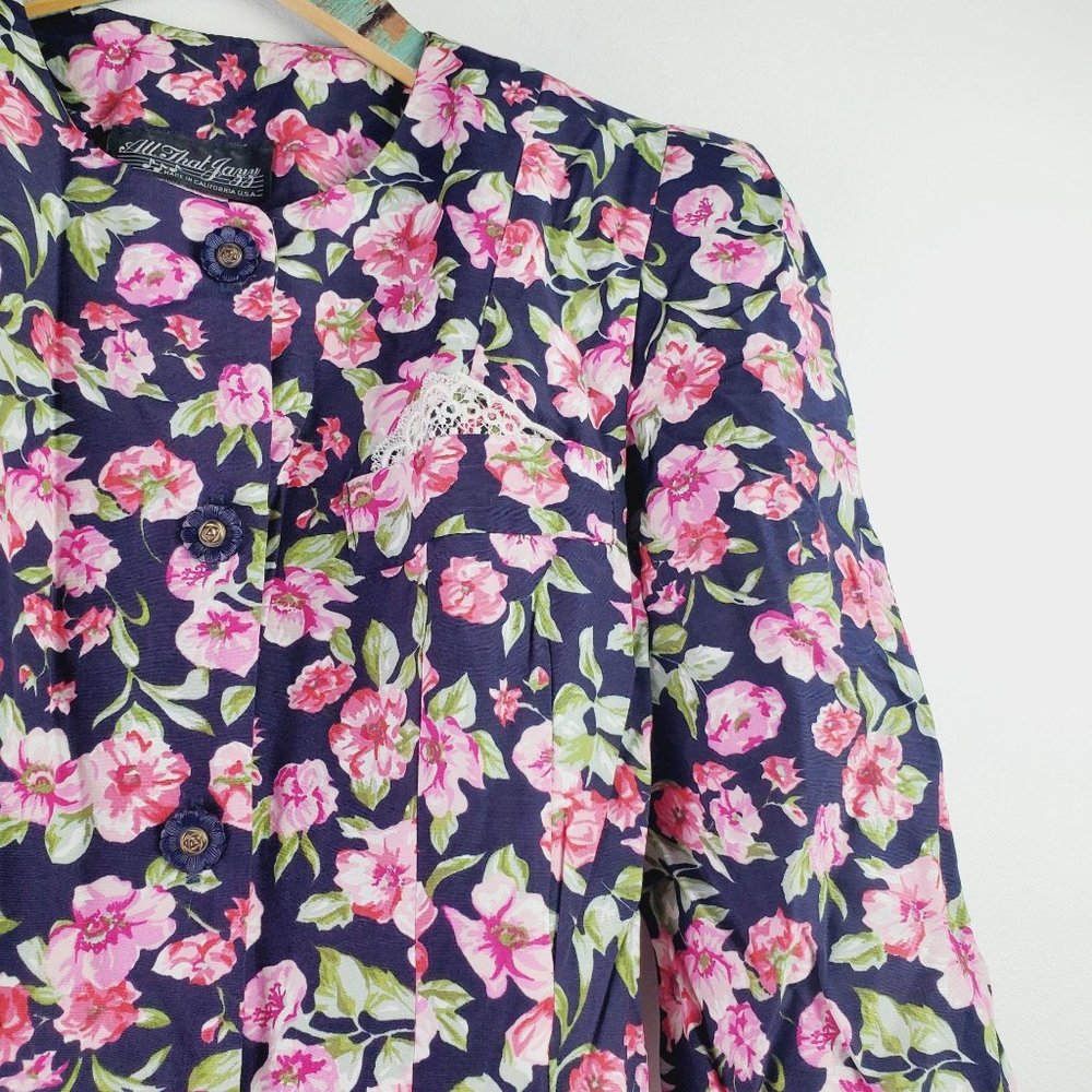 Vintage All that Jazz Floral Cottage Core Bodycon - Picture 3 of 13
